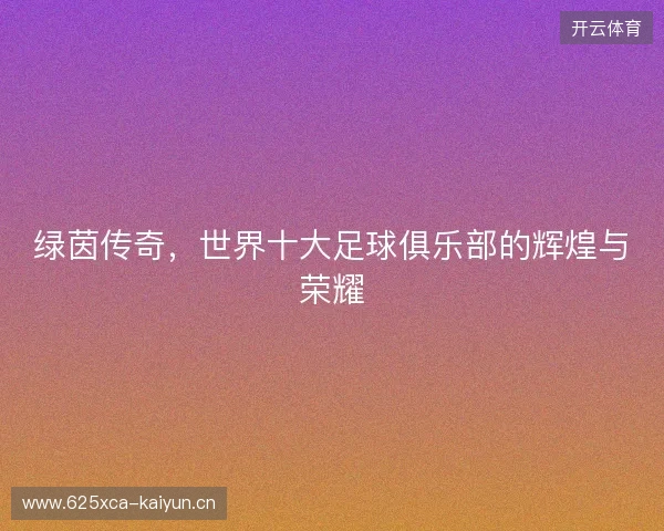绿茵传奇，世界十大足球俱乐部的辉煌与荣耀